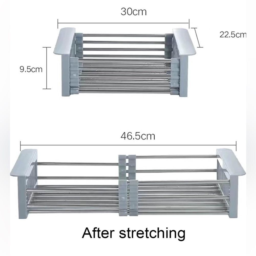 Retractable/ Telescopic Stainless Steel Kitchen Sink Dish Drainer Rack